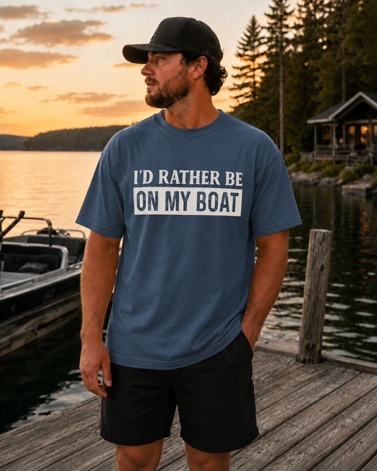I'd rather be on my boat graphic tee